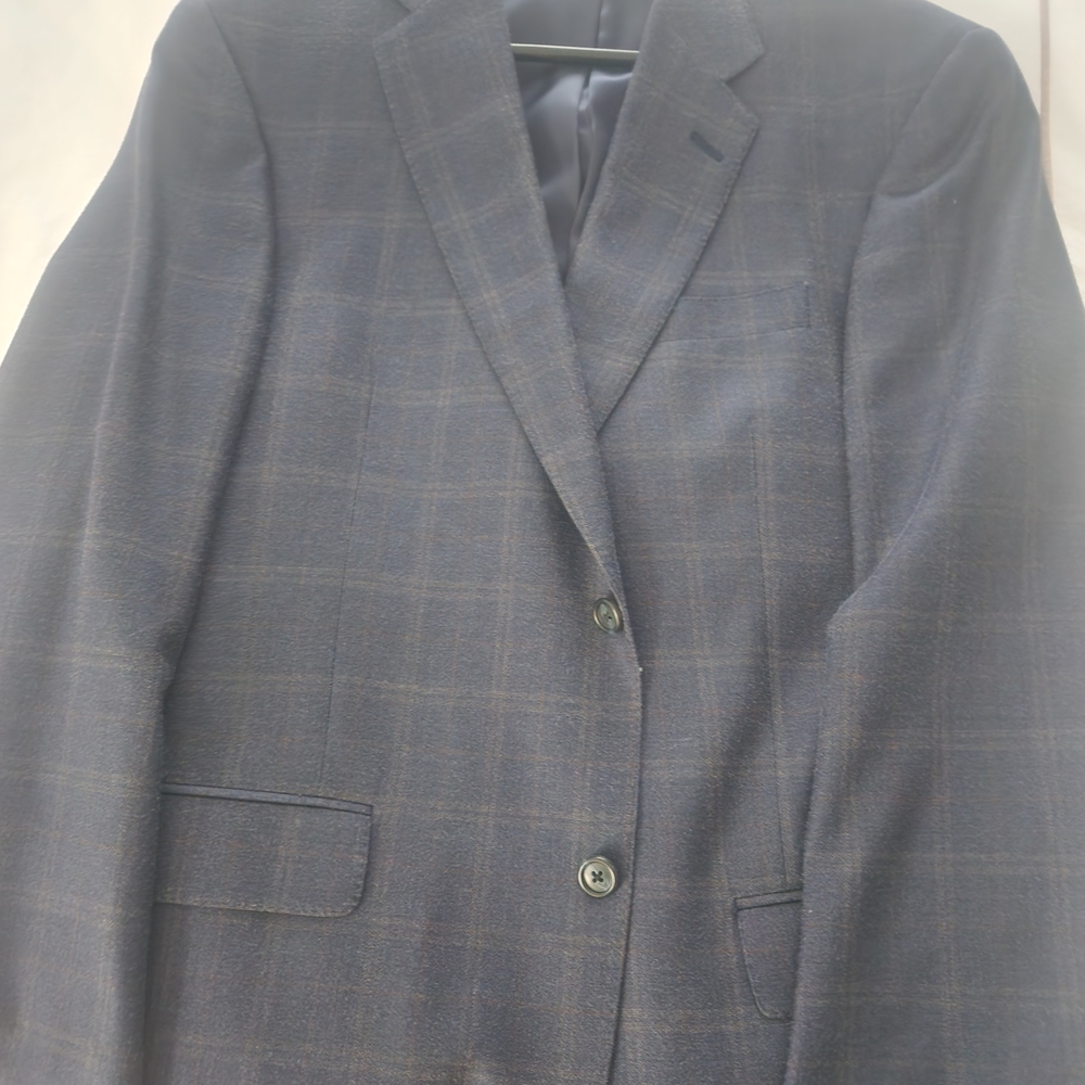 Hart Schaffner Marx Navy Windowpane Sport Coat